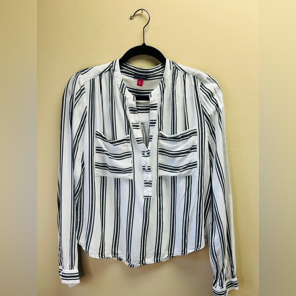 Vince Camuto Black and White Striped Blouse